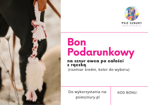 BON PODARUNKOWY NA SZNUR OWCA PO CAŁOŚCI Z RĄCZKĄ